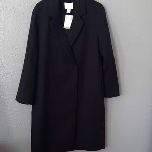 H& M Black Coat, NWT, Size Small, Very trendy...long, oversized,fully-lined coat